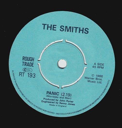 The Smiths Panic Vinyl Record 7 Inch Rough Trade 1986 